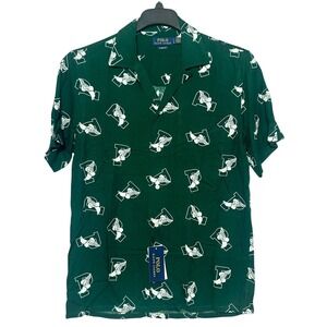 Polo Ralph Lauren P-Wing 1992 Stadium Viscose Graphic Camp Shirt Green